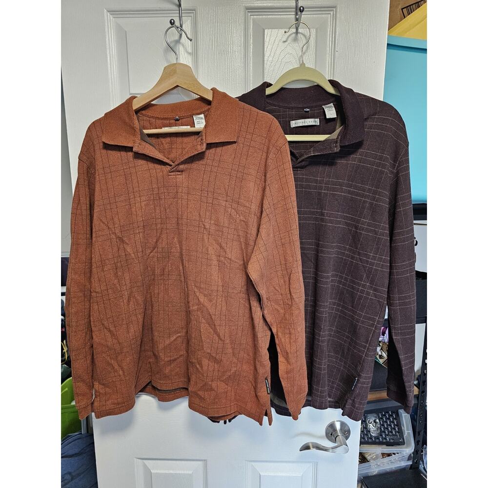 Geoffrey Beene Size Large Long Sleeve Polo Shirts Lot Of 2